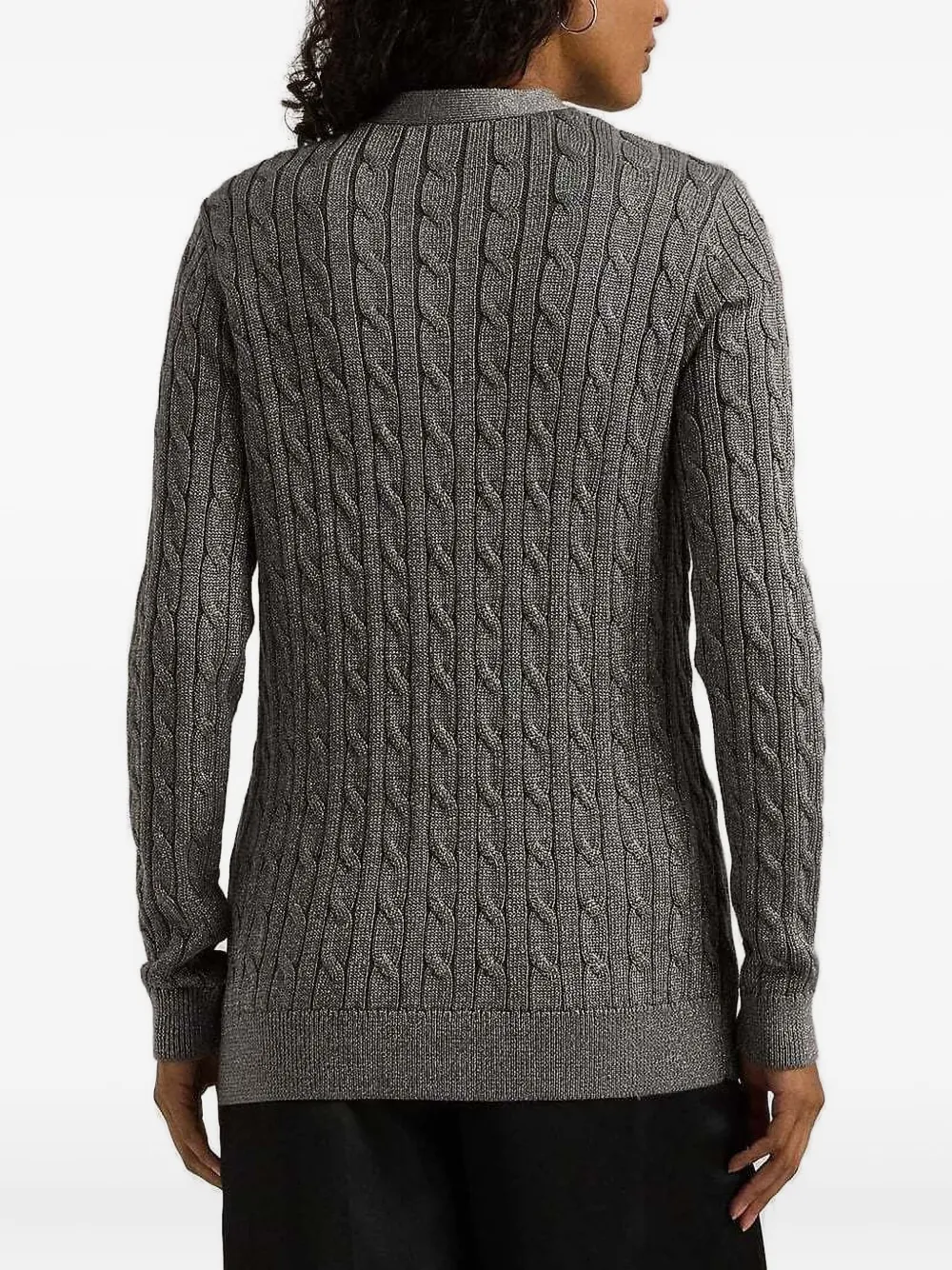 Ralph Lauren Cable-knit Botoned Cardigan In Gray