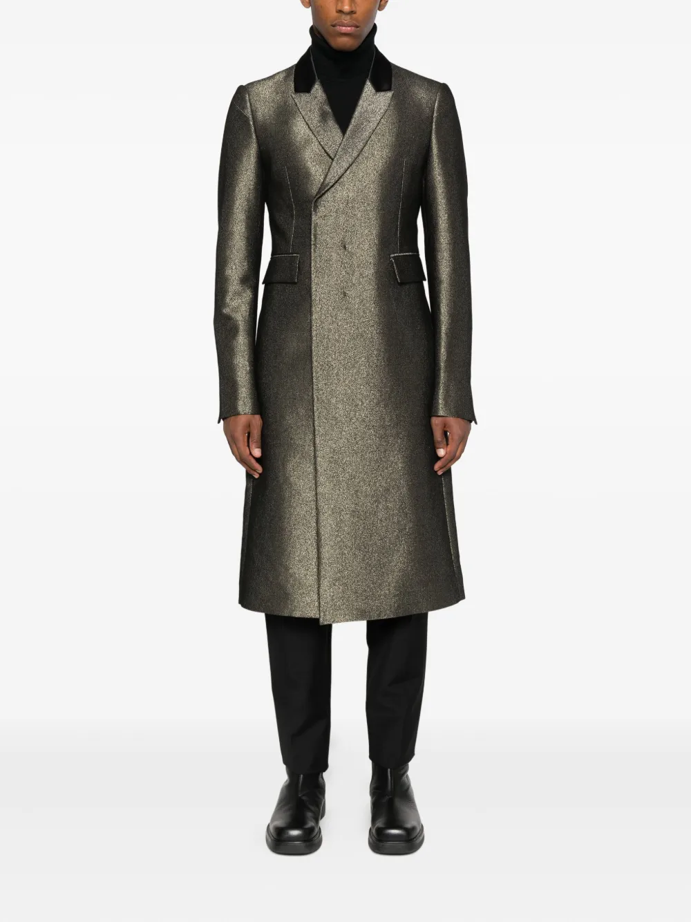 Sapio Metallic-effect Coat In Green