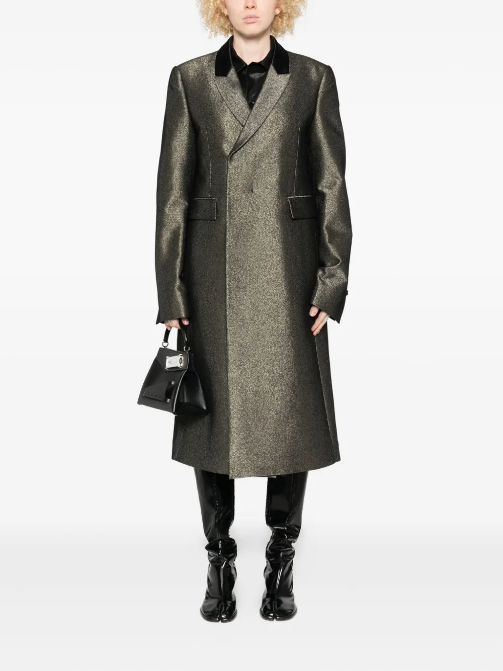 Sapio Metallic-effect Coat In Green