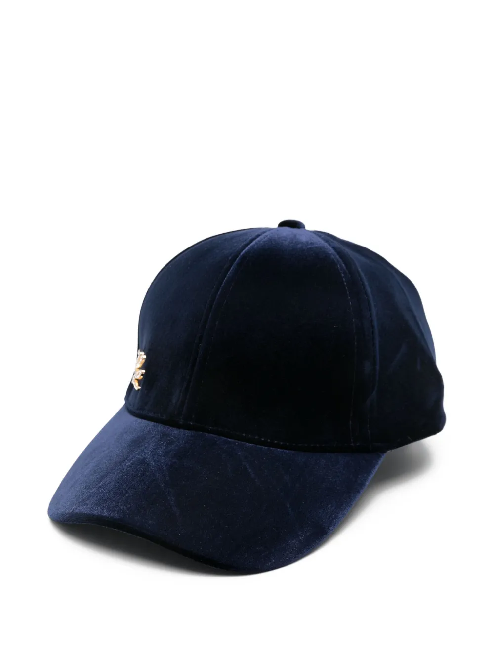 Karl Lagerfeld Velvet Logo-embroidered Cap In Blue