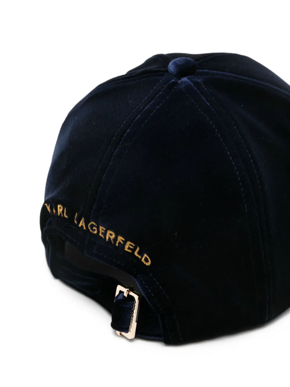 Karl Lagerfeld Velvet Logo-embroidered Cap In Blue