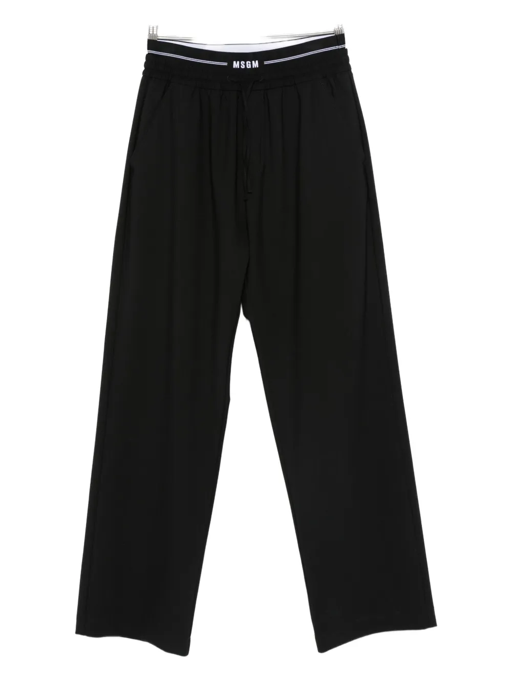 Msgm Straight Leg Wool Trousers In Black