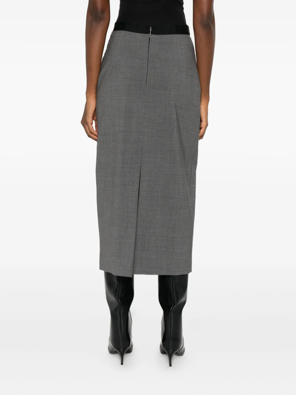 Msgm Waistband-detail Pencil Skirt In Gray