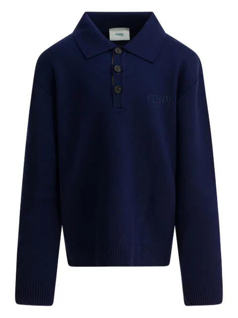 Fendi Kids embroidered-logo wool polo shirt