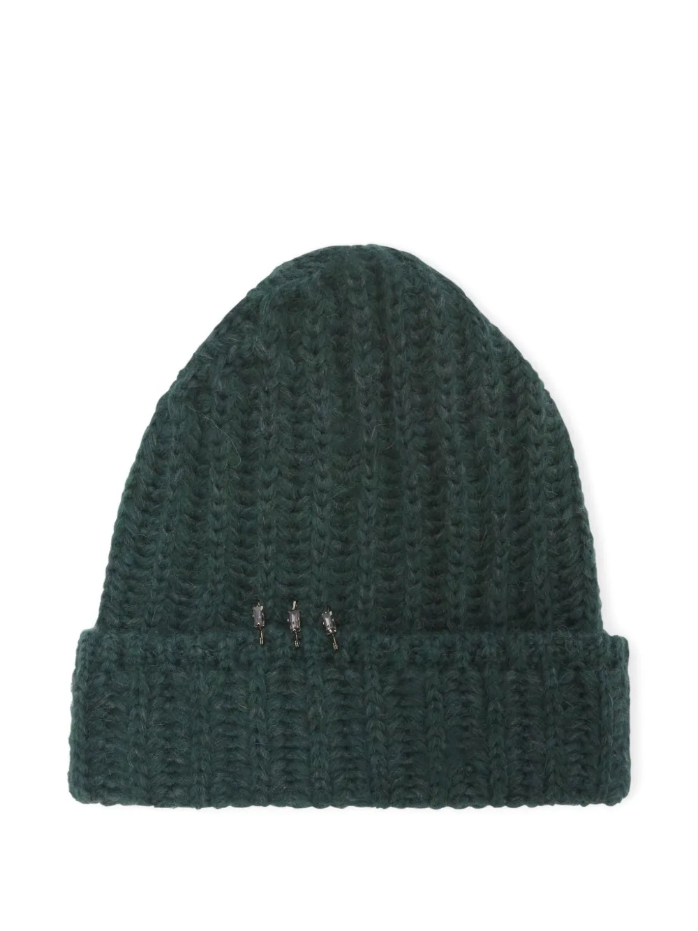 Ermanno Scervino jewel-embellished ribbed beanie | Green | Image 1