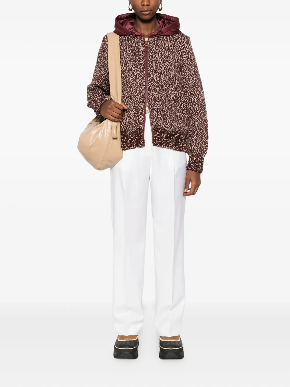 Moncler Hooded Wool Jacket In Multi