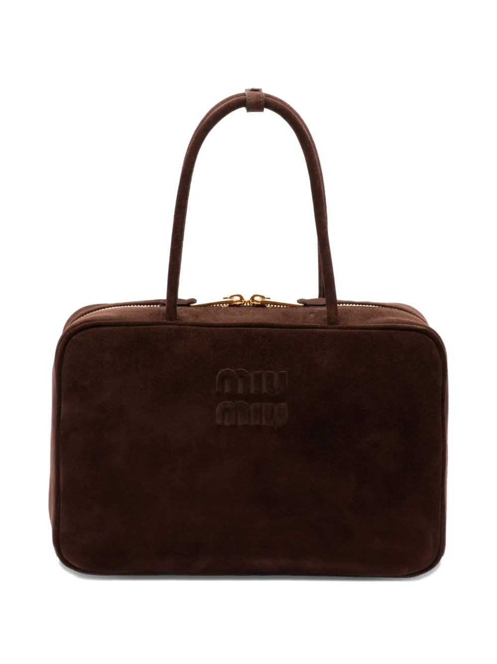Miu Miu embossed-logo top-handle bag | Brown | Image 1