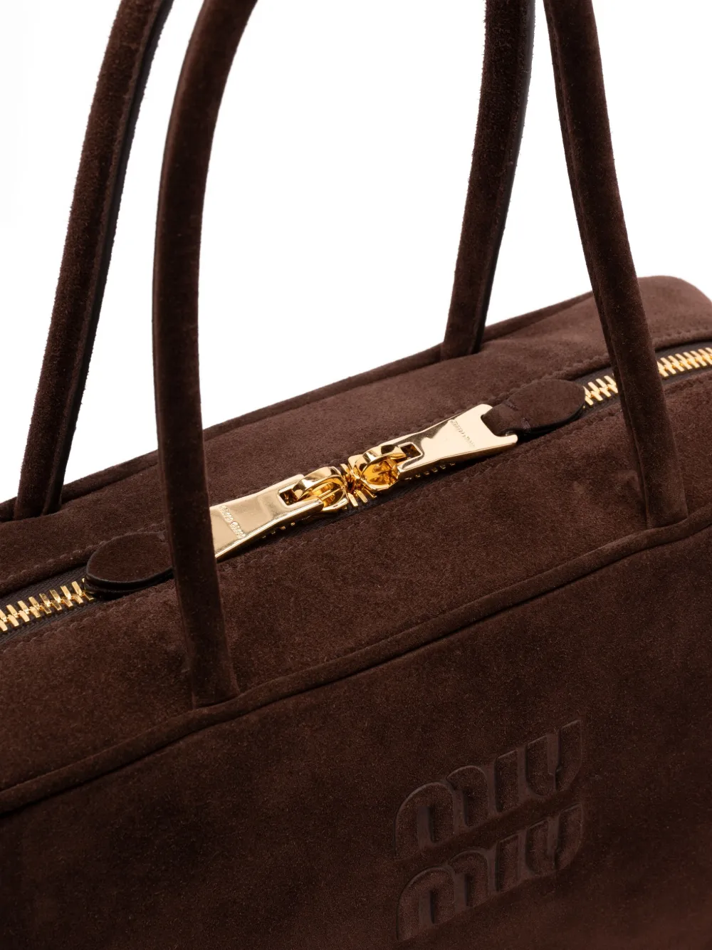 Miu Shopper met logo-reliëf Bruin