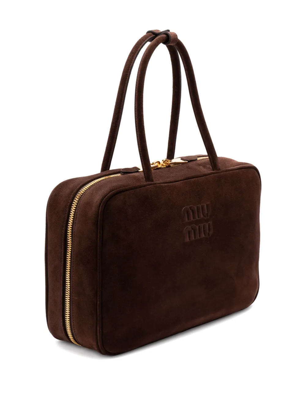 Miu Shopper met logo-reliëf Bruin