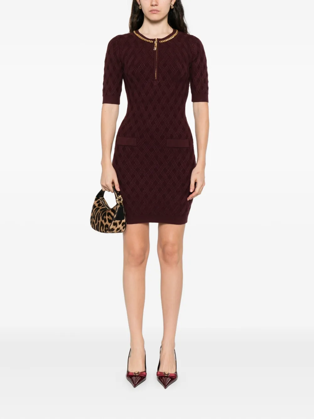 Elisabetta Franchi chain-embellished mini dress - Rood