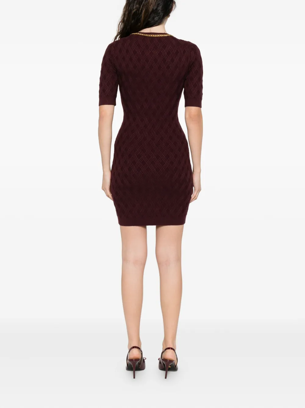 Elisabetta Franchi Chain-embellished Mini Dress In Brown