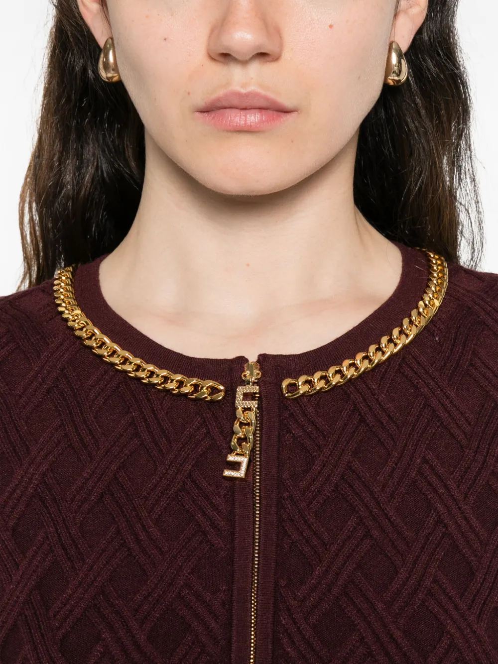 Elisabetta Franchi Chain-embellished Mini Dress In Brown