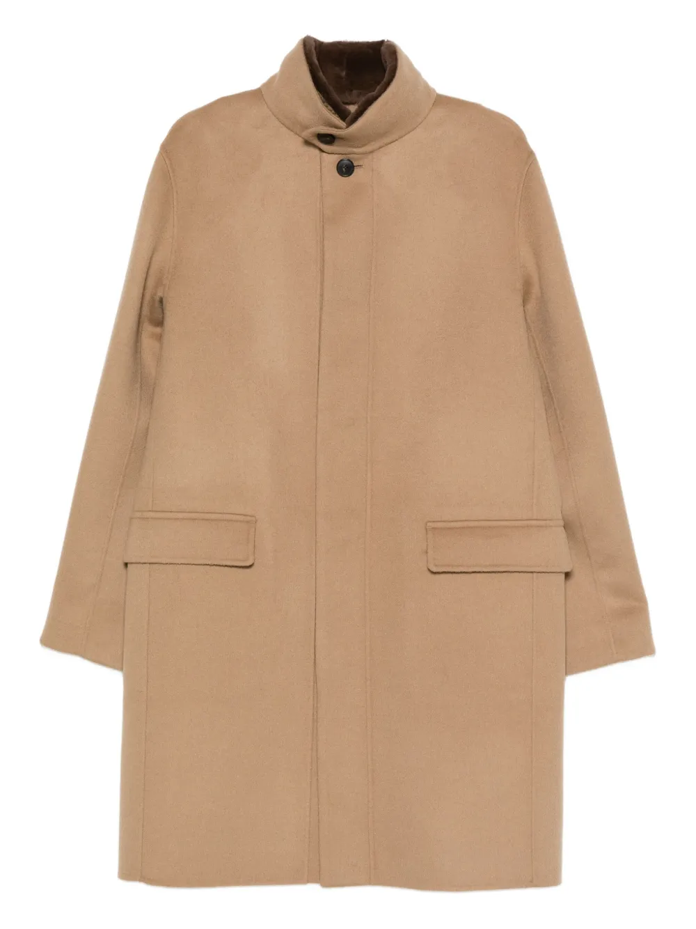 Yves Salomon High-neck Flap-pocket Coat In Multi