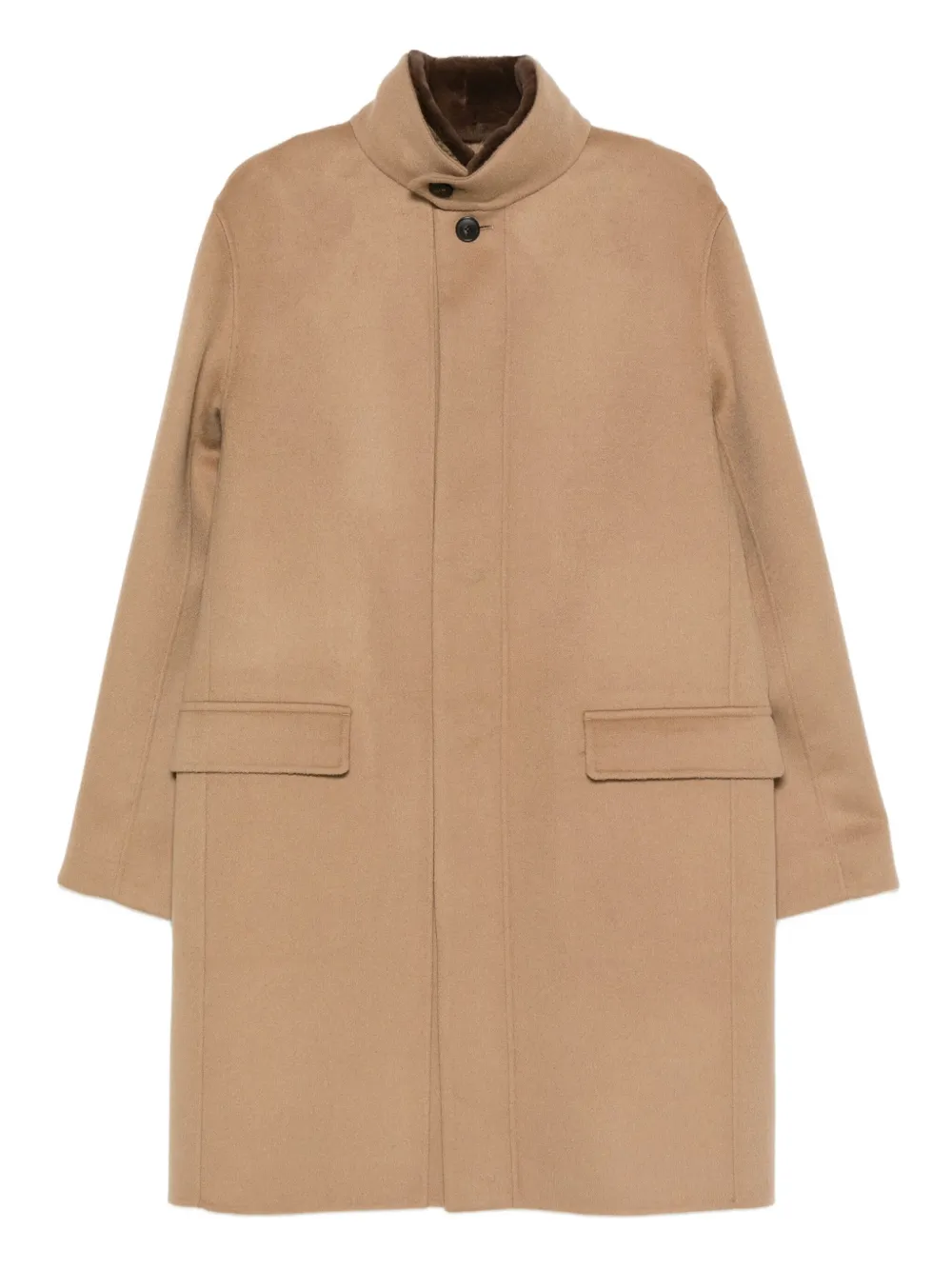 Yves Salomon high-neck flap-pocket coat | Neutrals | Image 1