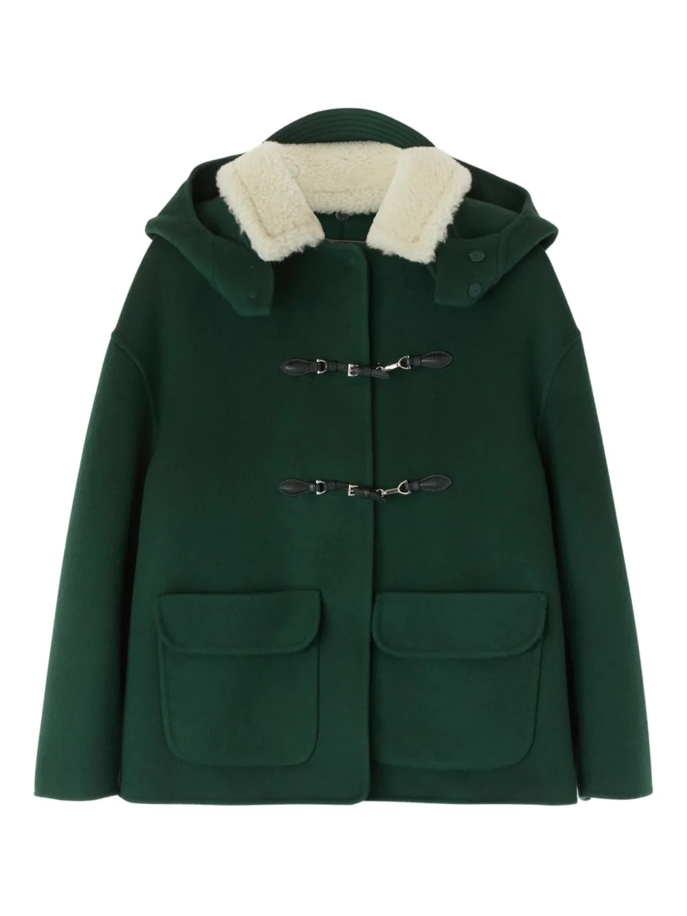 Ermanno Scervino shearling-collar hooded coat | Green | Image 1