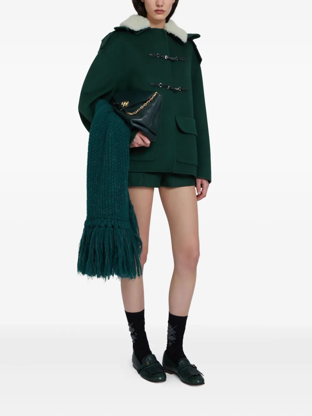 Ermanno Scervino shearling-collar hooded coat | Oversized Jackets | Image 2
