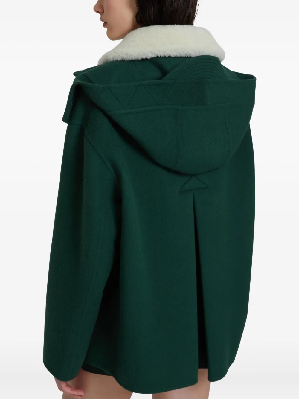 Ermanno Scervino Shearling-collar Hooded Coat In Green