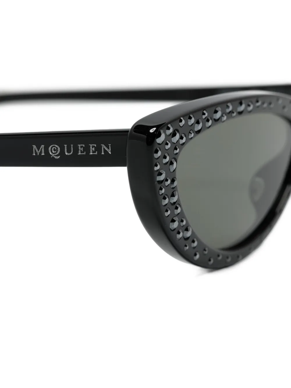 Alexander McQueen Eyewear Zonnebril met cat-eye montuur en kristallen Zwart