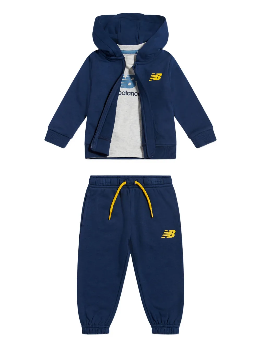 New Balance Kids Trainingspak met logoprint en rits Blauw
