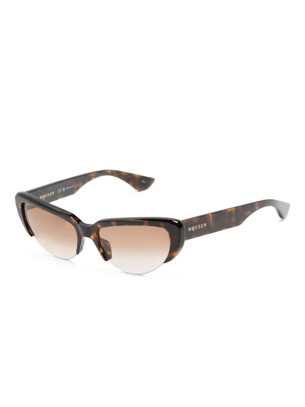 Alexander McQueen Eyewear Zonnebril met cat-eye montuur en schildpadschild design Bruin