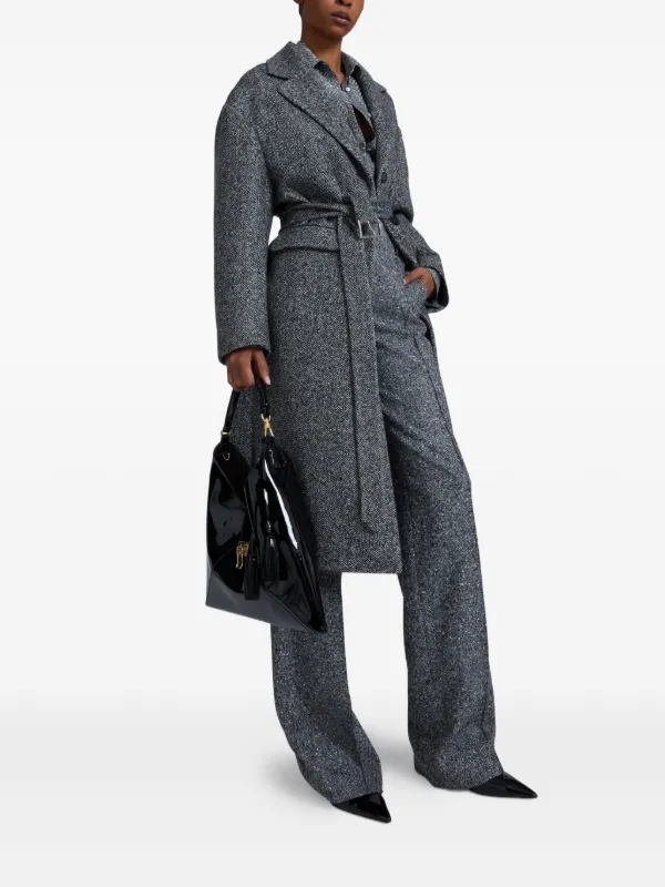 Ermanno Scervino herringbone-pattern Belted Coat | Grey | FARFETCH JO