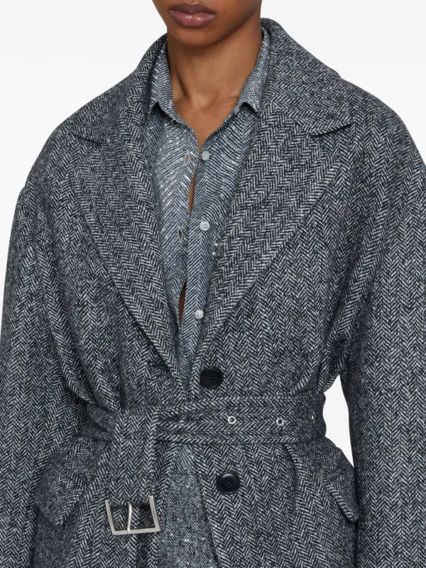 Ermanno Scervino ヘリンボーン コート | グレー | FARFETCH JP