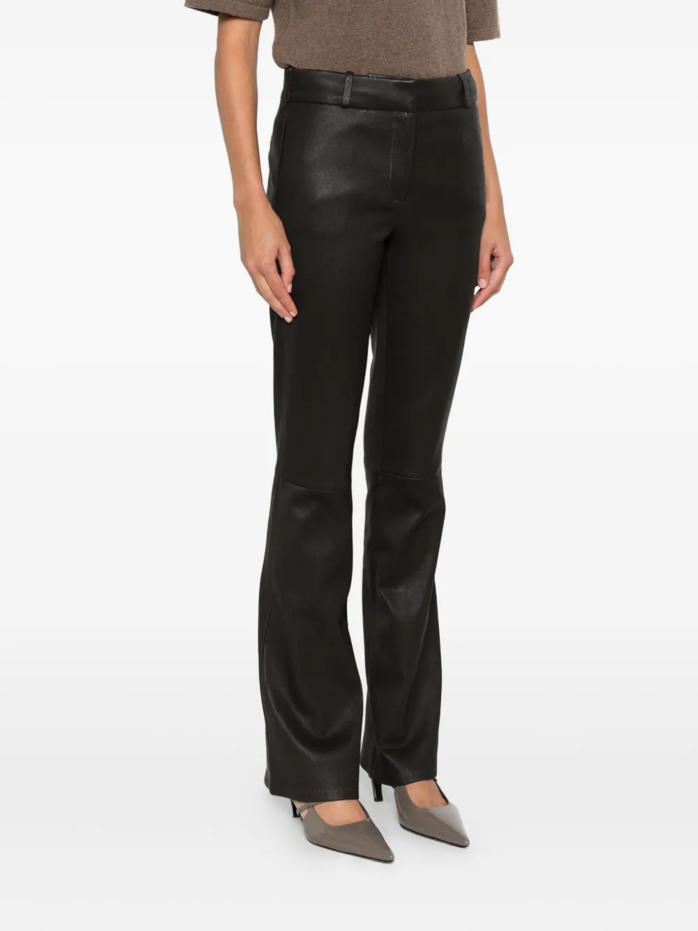 Arma Leather Flared Pants In Black