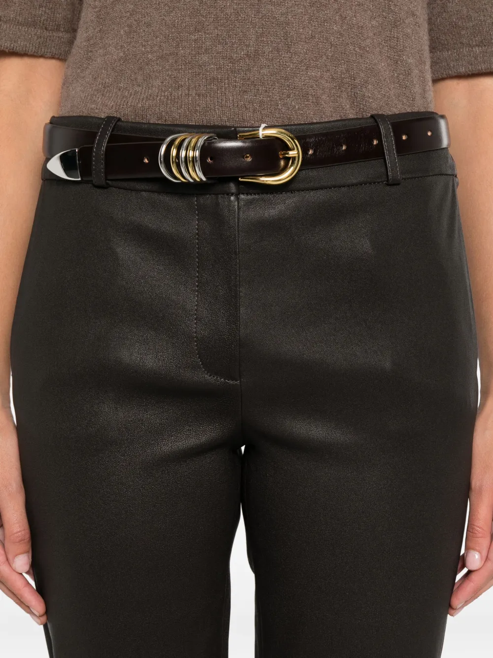 Arma Leather Flared Pants In Black