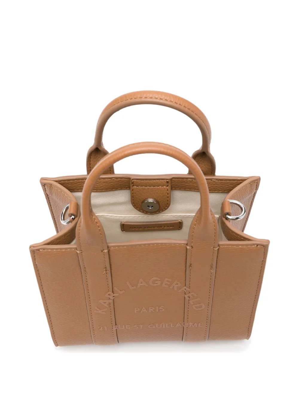 Karl Lagerfeld Mini Logo-embossed Tote Bag In Brown