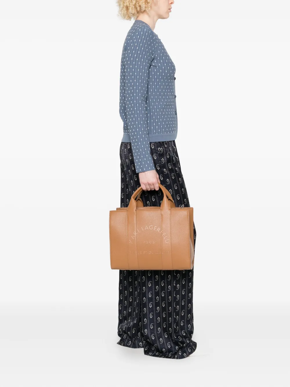 Karl Lagerfeld Shopper met logo-reliëf - Bruin