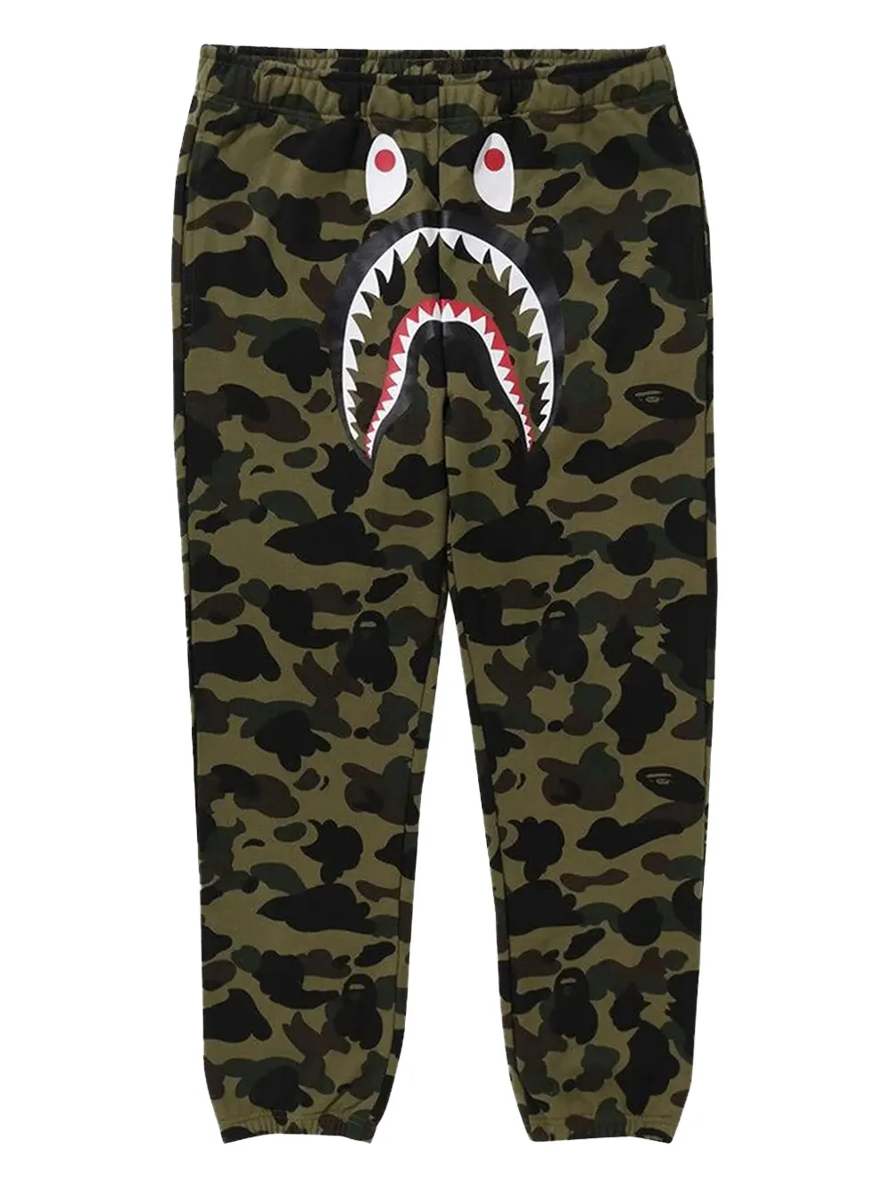 A BATHING APE® shark-face camouflage track pants | Green | Image 1