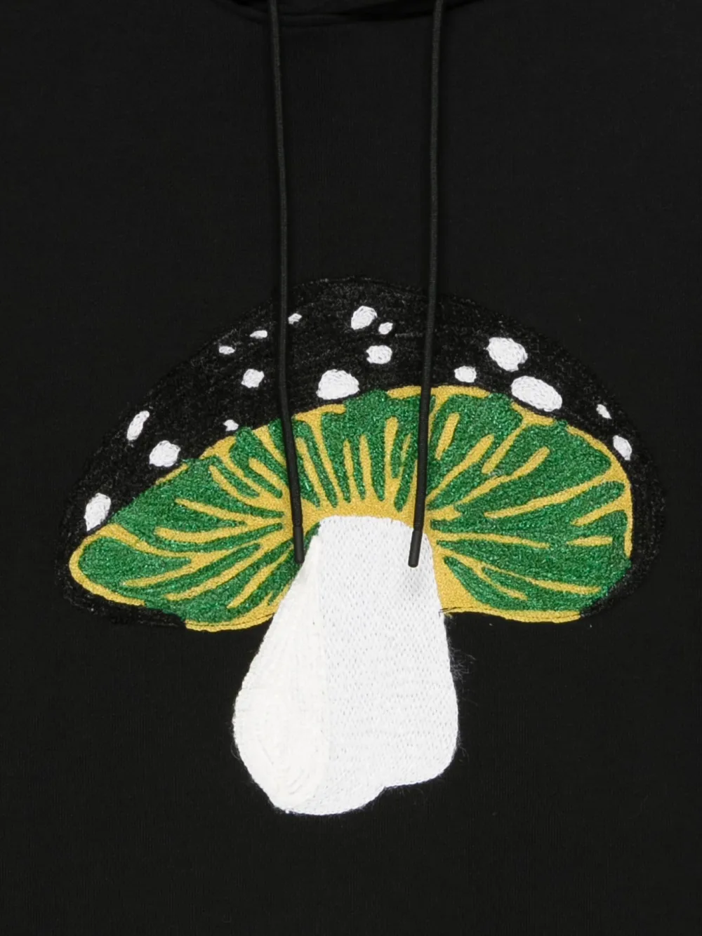 Msgm Mushroom-embroidered Hoodie In Black