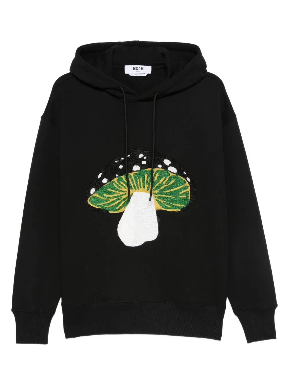 MSGM mushroom-embroidered hoodie | Black | Image 1