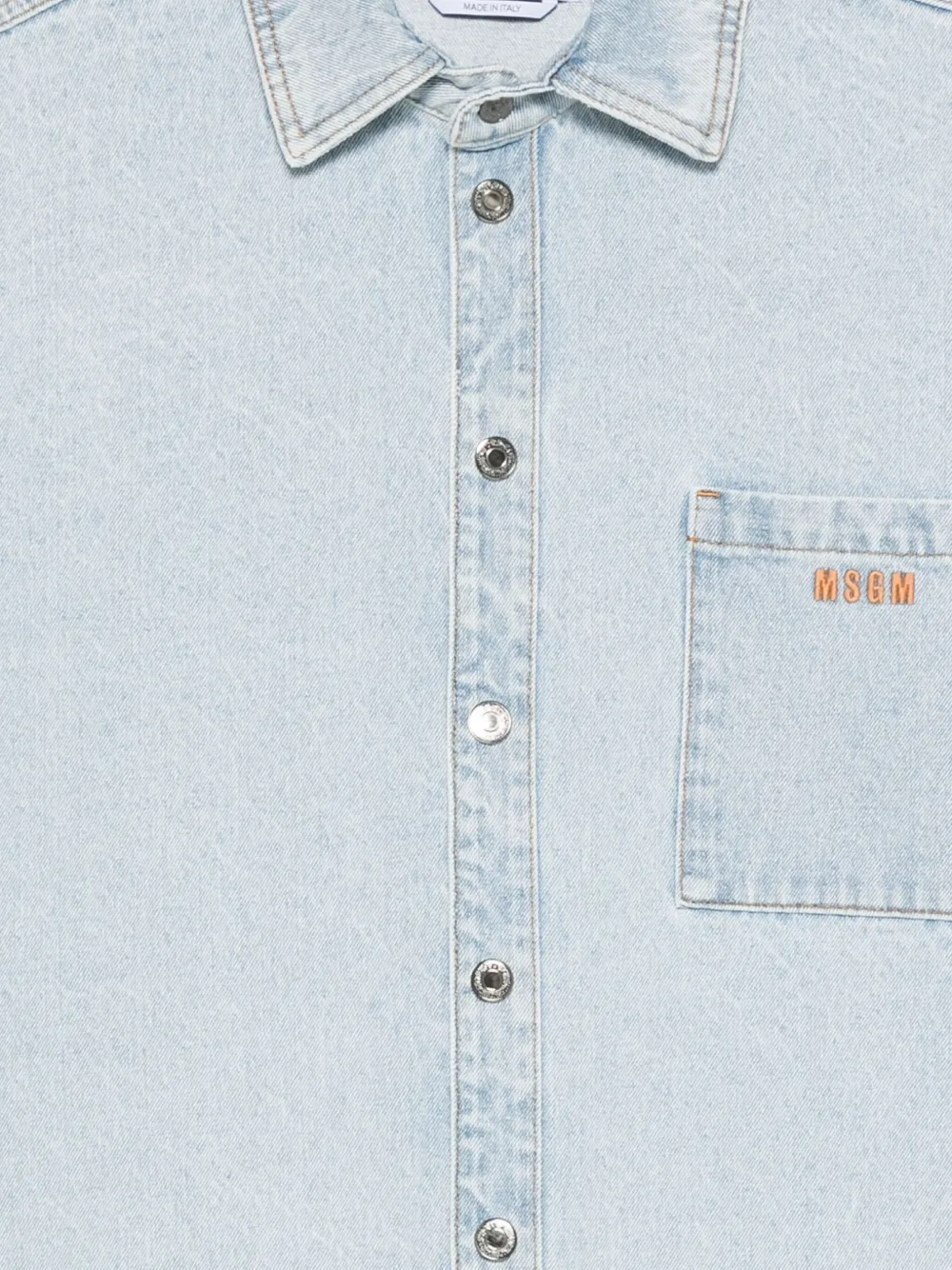 Msgm Logo-embroidered Denim Shirt In Blue