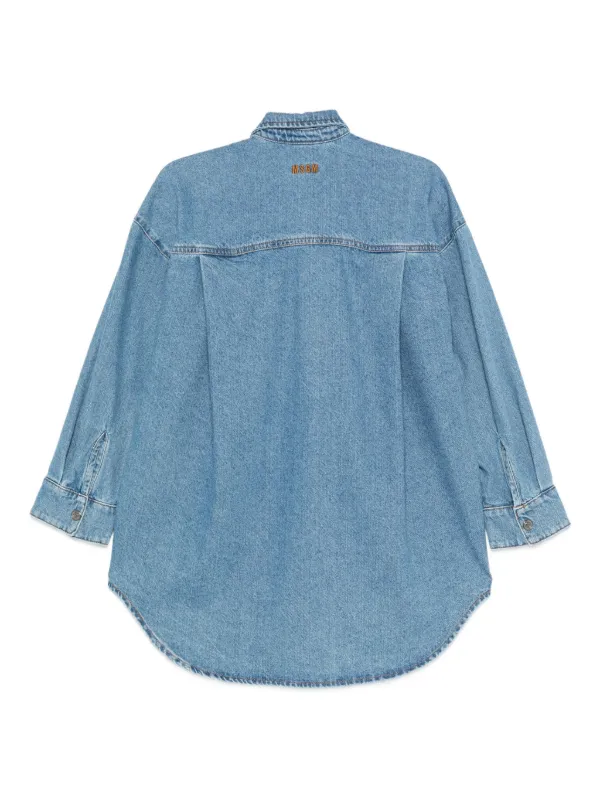 MSGM リボンディテール デニムシャツ | ブルー | FARFETCH JP