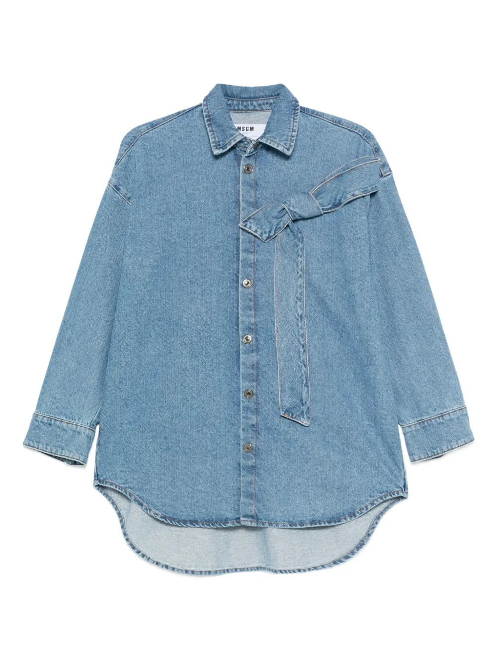 MSGM bow-detail denim shirt | Blue | Image 1
