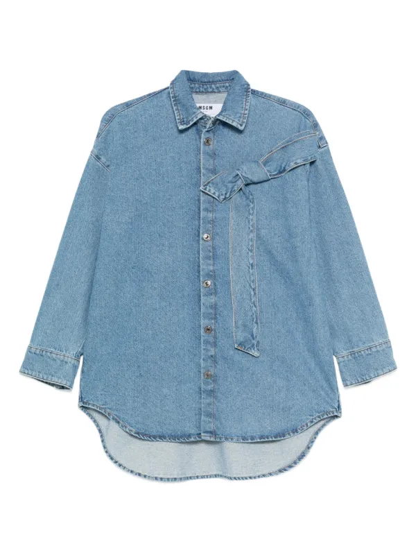 新品タグ付！MSGMダンガリーシャツ★デニムブラウス40 MSGM リボンディテール デニムシャツ | ブルー | FARFETCH JP