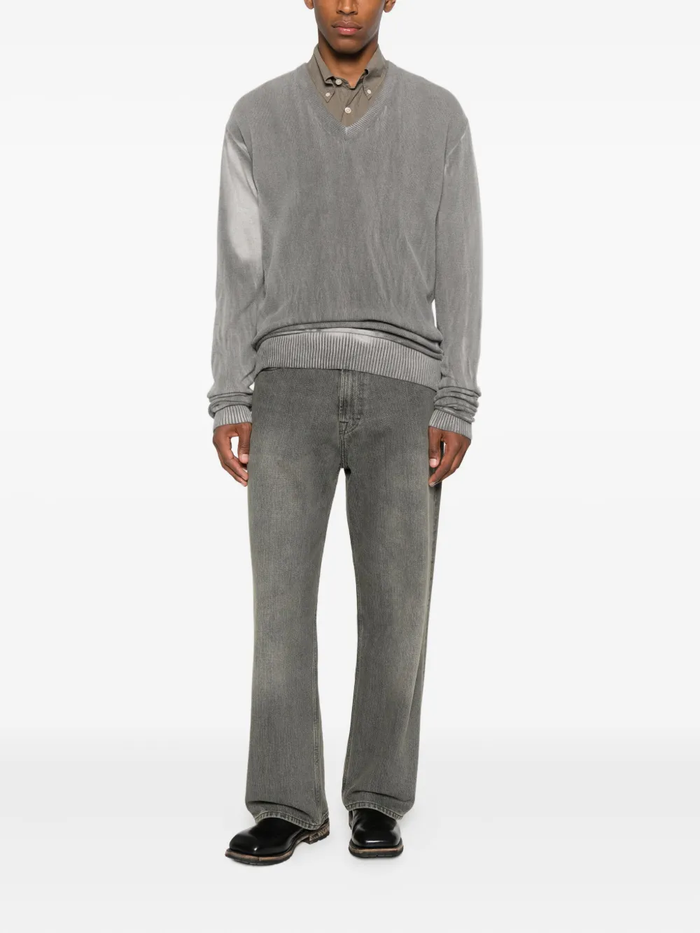 OUR LEGACY V-neck ribbed-trim sweater - Grijs