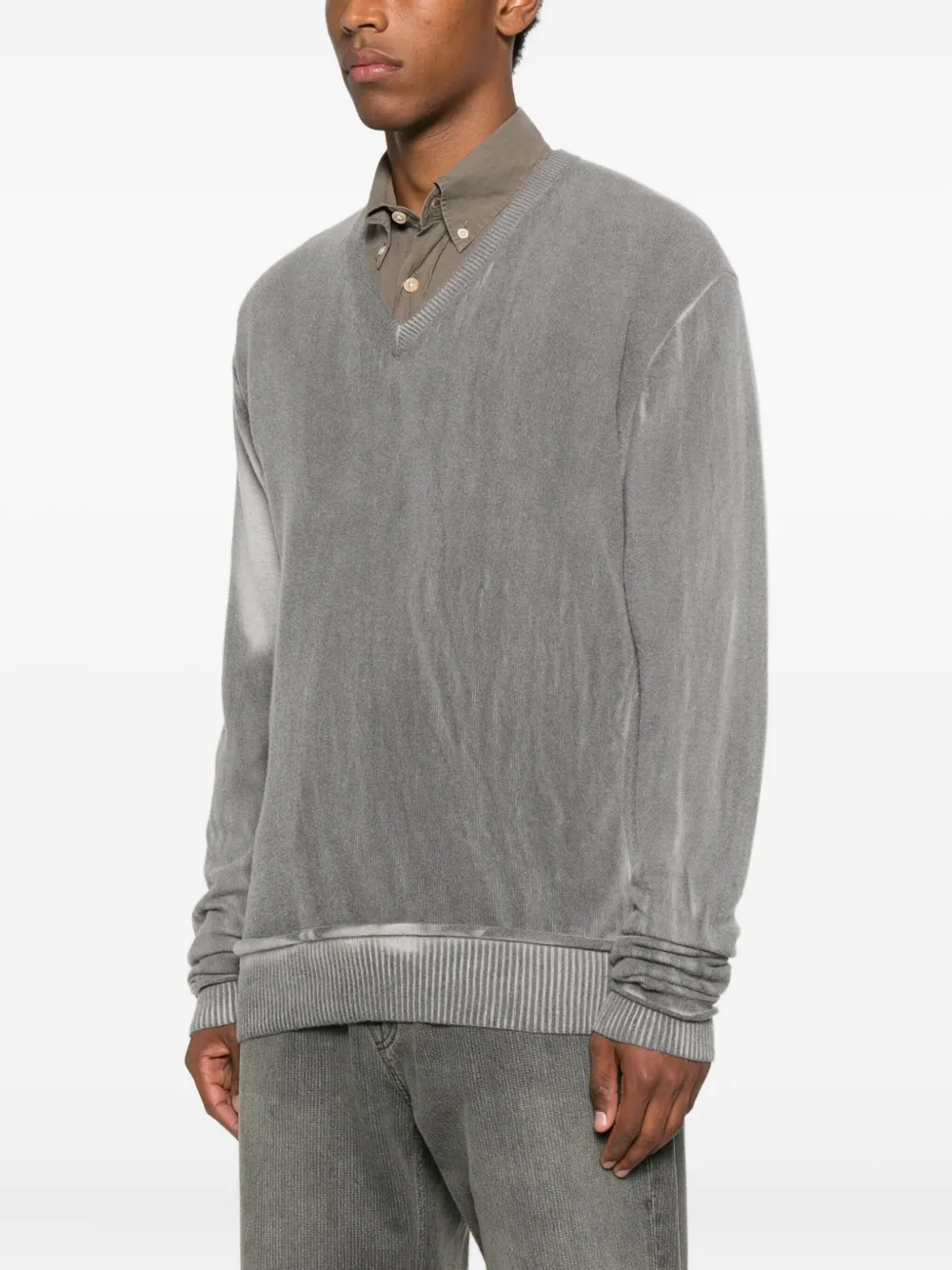 Our Legacy V-neck Ribbed-trim Sweater In Gold