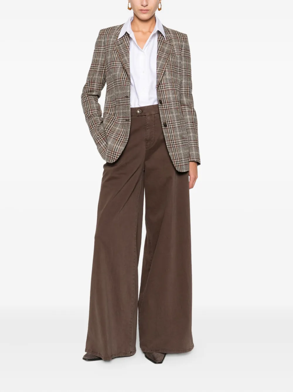 Tagliatore Checked Two-button Blazer In Brown