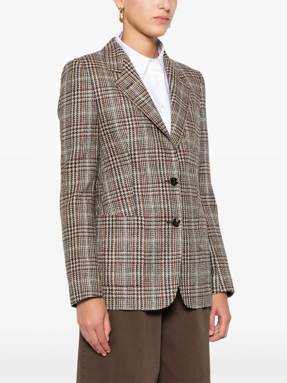 Tagliatore Checked Two-button Blazer In Brown