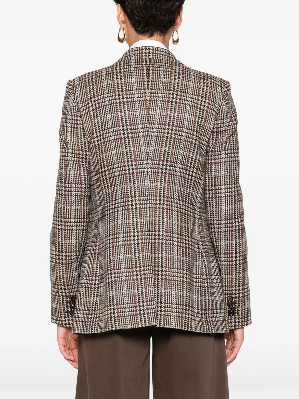 Tagliatore Checked Two-button Blazer In Brown