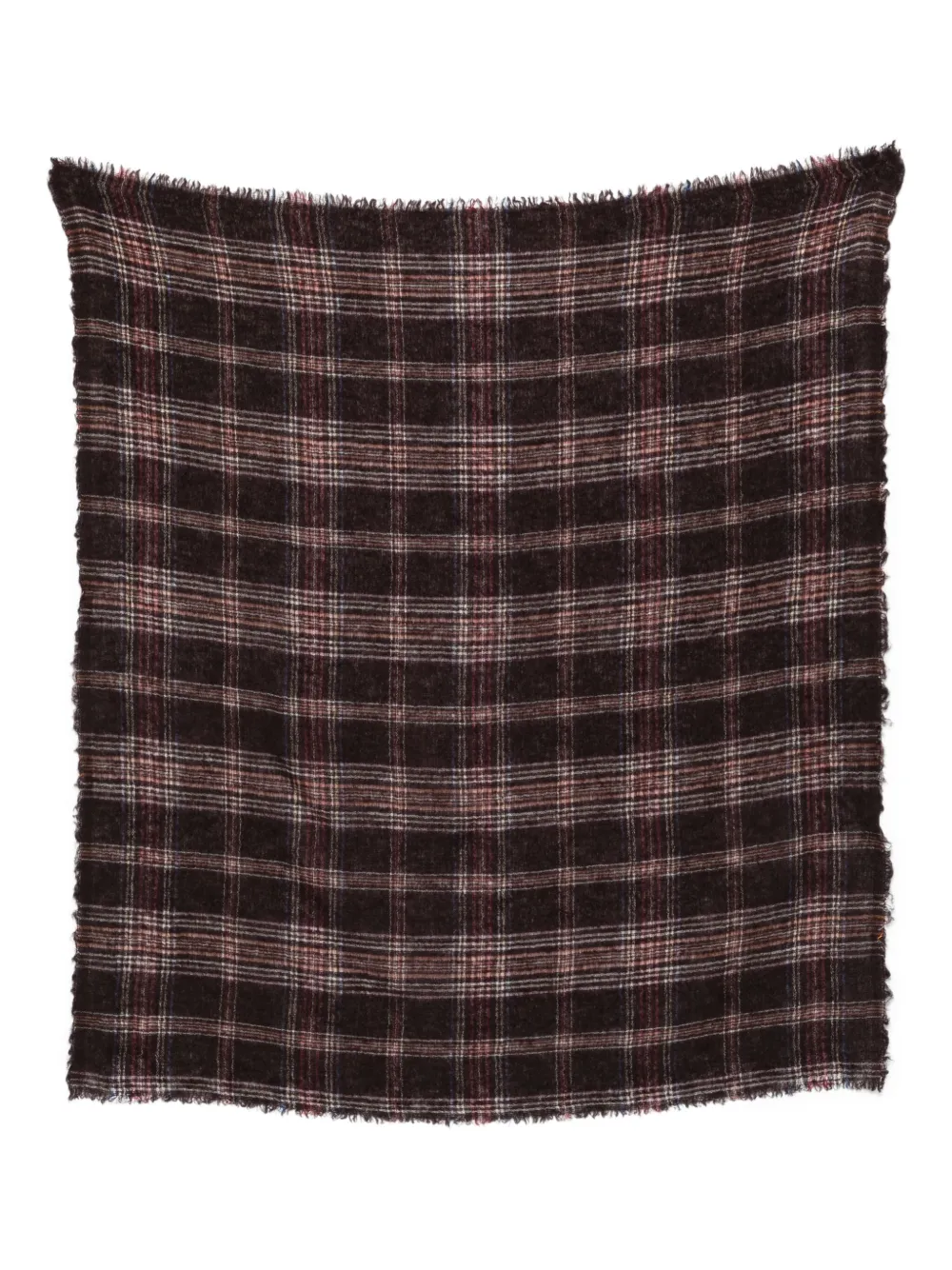 Faliero Sarti Geruite sjaal met franje Bruin