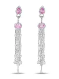 LB Exclusive 18K white gold pink-sapphire diamond tassel earrings - Silver
