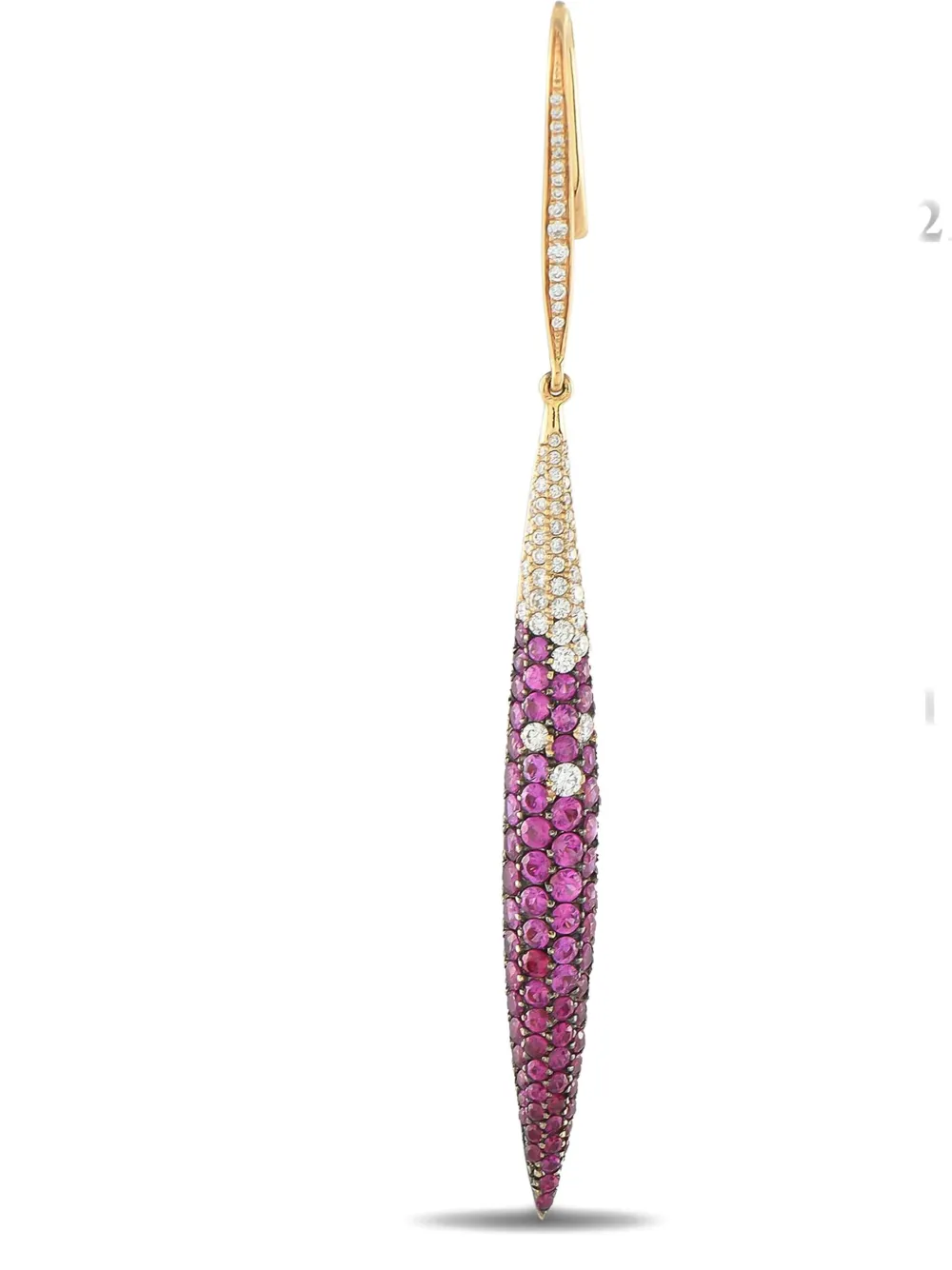 Pre-owned Salavetti 18k Rose Gold Diamond And Sapphire Pointed Earrings