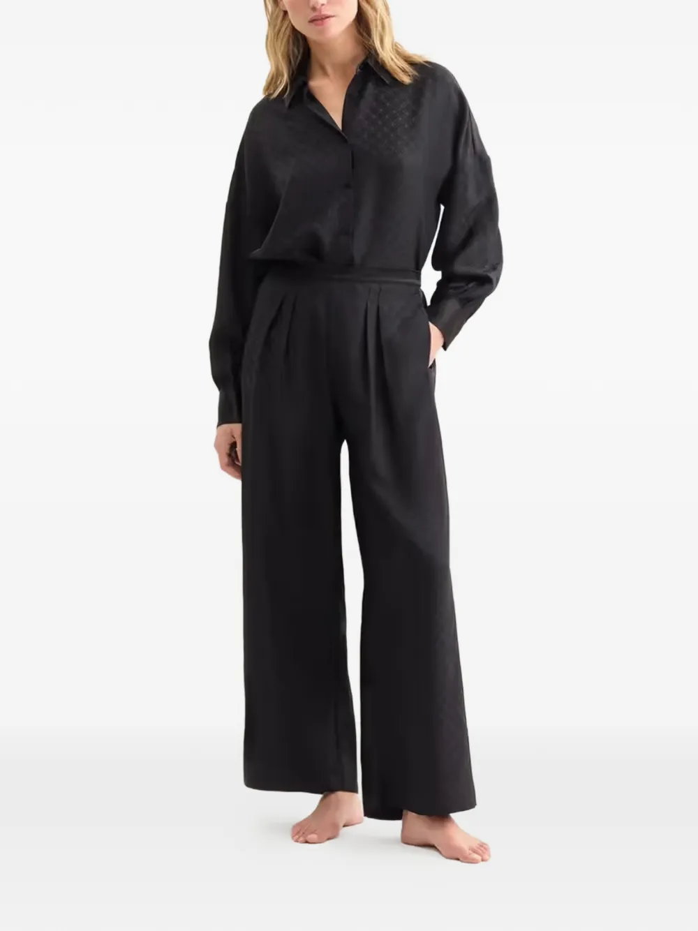 ERES patterned silk shirt - Zwart