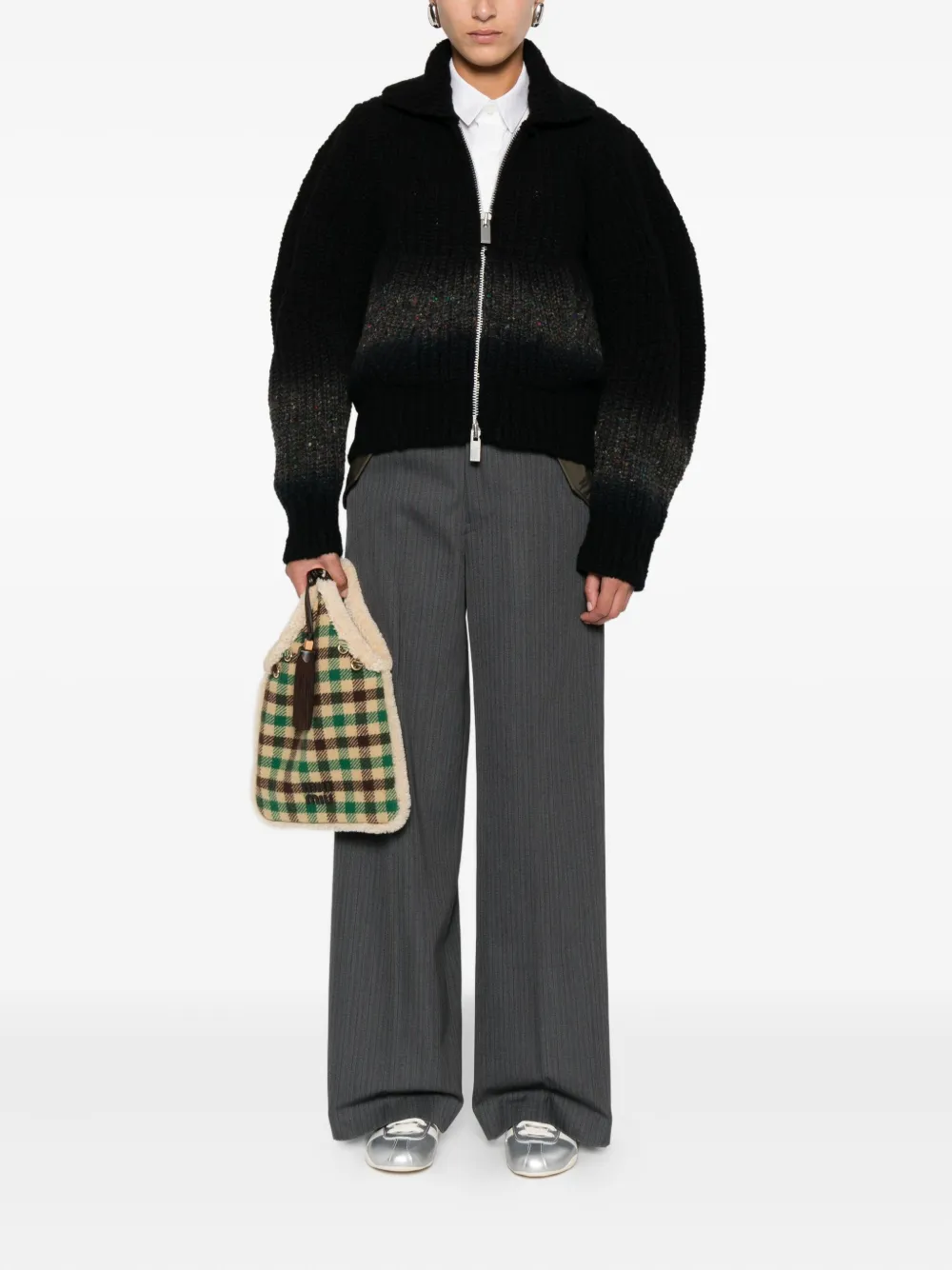 sacai zip-front speckled cardigan | Cardigans | Image 2