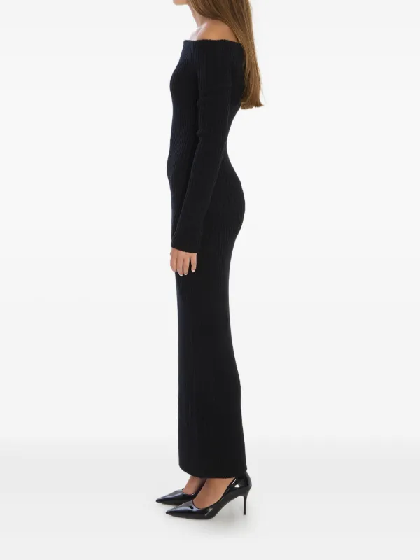 ribbed off shoulder maxi dress Cozy Ribbed Fold Over Off The Shoulder Maxi Sweater Dress