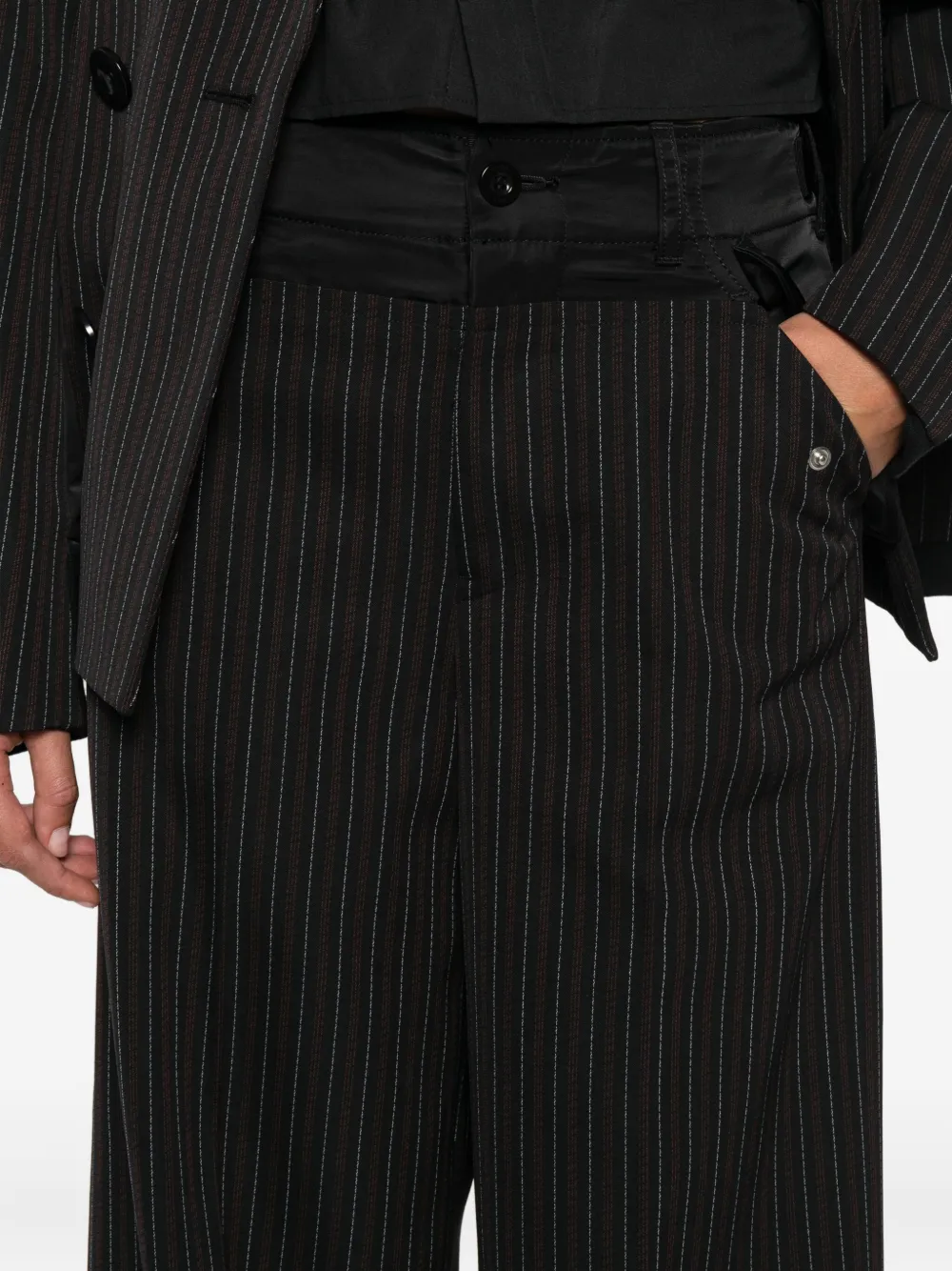 Sacai Pinstripe Pocket Trousers In Black
