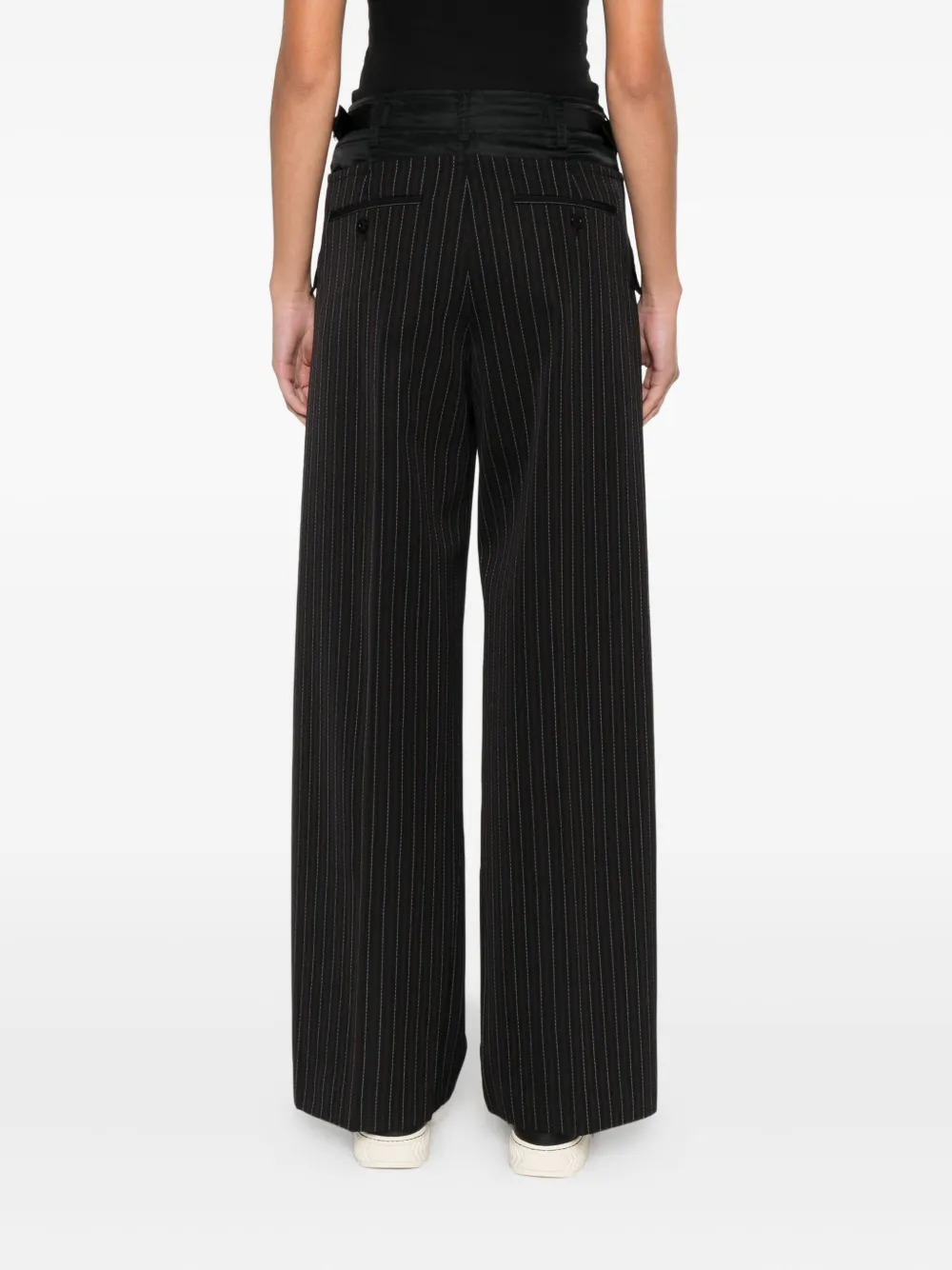 Sacai Pinstripe Pocket Trousers In Black